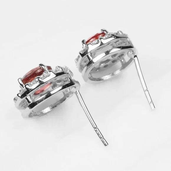 Padparadscha Pink Tourmaline 2.30Ct 925 Sterling Silver Handmade Stud Earrings